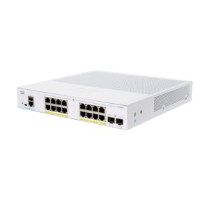 Imagen del switch Cisco CBS250-16P-2G-UK, gestionado L2+/L3, Gigabit Ethernet (10/100/1000), PoE, color plata, SKU CBS250-16P-2G-UK