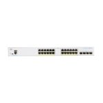 Imagen del switch Cisco CBS250-24FP-4G-UK, un dispositivo gestionado L2/L3 con 24 puertos Gigabit Ethernet, compatible con PoE. SKU: CBS250-24FP-4G-UK