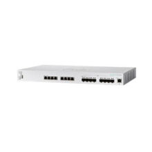 Switch gestionado Cisco CBS350 con 10G Ethernet, ideal para redes empresariales, en color negro y gris, SKU CBS350-16XTS-EU