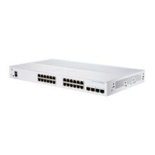 Switch gestionado Cisco CBS350-24T-4X-EU L2/L3 con 24 puertos Gigabit Ethernet y 4 de 10G, en color plata. SKU CBS350-24T-4X-EU