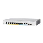 Imagen del Cisco CBS350 Gestionado L3 con puertos 2.5G Ethernet, Energía sobre Ethernet (PoE), tamaño 1U y colores negro y gris, SKU CBS350-8MP-2X-EU.