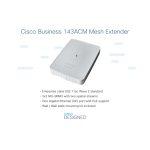 Vista frontal del punto de acceso inalámbrico Cisco CBW143ACM, con velocidad de 867 Mbit/s y acabado en blanco, SKU CBW143ACM-E-UK