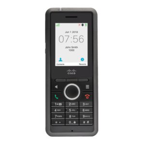Imagen del Cisco IP DECT 6825 Bundle, un teléfono IP negro con pantalla LED SKU CP-6825-3PC-BUN-CE
