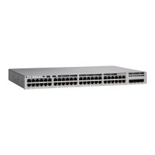 Imagen del switch Cisco Catalyst 9200L gestionado L3 Gigabit Ethernet (10/100/1000) con PoE, en color gris, modelo SKU C9200L-48P-4G-E.