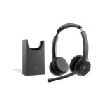 Auricular y casco inalámbrico diadema Cisco, modelo HS-WL-722-BUNAS-C, ideal para oficina y centros de llamadas, color negro, con base de carga y tecnología Bluetooth.