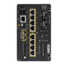 Imagen del switch Cisco Catalyst IE3400 Gestionado L2 con puertos Gigabit Ethernet 10/100/1000, color negro. SKU IE-3400-8T2S-E.