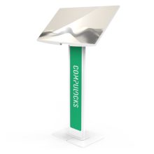 Soporte de seguridad Compulocks para tabletas de 32 pulgadas, modelo en blanco con SKU 140WLBPW, ofrece estabilidad y protección para dispositivos electrónicos.