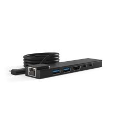 HUB01 Hub de interfaz Compulocks USB 2.0 Type-C en color negro, ideal para portátiles.