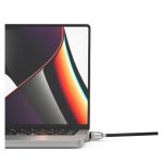 Cable antirrobo Compulocks MBPR14LDG01KL para portátiles en colores negro y plata con sistema de llaves. Seguro y resistente.