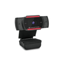 Cámara web Conceptronic AMDIS 1080P FHD, resolución 1920 x 1080 Pixeles, conexión USB 2.0, colores negro y rojo, SKU AMDIS04R