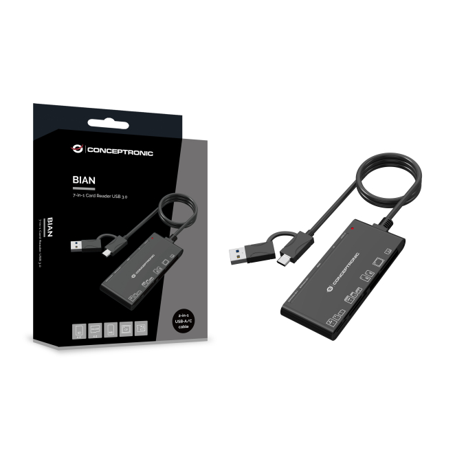 Conceptronic BIAN10B lector de tarjeta USB 3.2 Gen 1 (3.1 Gen 1) Type-A/Type-C Negro 3 Conceptronic BIAN10B lector de tarjetas con portabilidad y conexión fácil