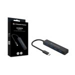 Conceptronic hub CTC4USB3 con 4 puertos USB 3.2 Gen 1 (3.1 Gen 1) Type-C, 5000 Mbit/s, en color negro