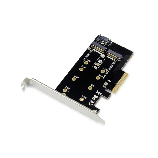 Tarjeta y adaptador interno M.2 Conceptronic con alta velocidad Imagen del Conceptronic EMRICK04B, una tarjeta y adaptador de interfaz interno M.2, con diseño compacto y alta velocidad de conexión