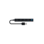 Hub USB 2.0 de la marca Conceptronic con capacidad de transferencia de 480 Mbit por segundo en color negro, SKU HUBBIES05B