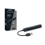 Hub USB 2.0 de la marca Conceptronic con capacidad de transferencia de 480 Mbit por segundo en color negro, SKU HUBBIES05B