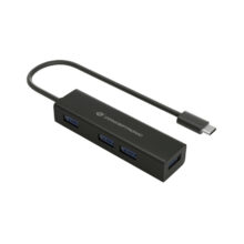 Imagen del Conceptronic HUBBIES07B, un hub USB 3.2 Gen 1 Type-C con velocidad de 5000 Mbit/s en color negro. SKU: HUBBIES07B