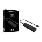 Imagen del Conceptronic HUBBIES07B, un hub USB 3.2 Gen 1 Type-C con velocidad de 5000 Mbit/s en color negro. SKU: HUBBIES07B