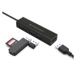 Imagen del Conceptronic HUBBIES07B, un hub USB 3.2 Gen 1 Type-C con velocidad de 5000 Mbit/s en color negro. SKU: HUBBIES07B