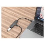 Imagen del Conceptronic HUBBIES12B, un hub USB 3.2 Gen 1 Type-C, velocidad de 5000 Mbit/s, color negro. SKU: HUBBIES12B.