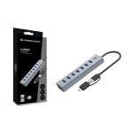 Conceptronic HUBBIES21G hub USB 3.2 Gen 1, Type-A, 5000 Mbit/s, color gris