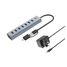 Conceptronic HUBBIES21GP hub de interfaz USB 3.2 Gen 1 Type-A, velocidad de 5000 Mbit/s, color gris