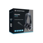 Auriculares alámbricos Conceptronic modelo POLONA para llamadas y música, con conexión USB tipo A, color negro. SKU: POLONA01B