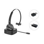 Auriculares inalámbricos Conceptronic POLONA03BDA de diadema en color negro, ideales para oficina o centro de llamadas, con tecnología Bluetooth y base de carga