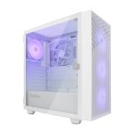 Imagen de la CoolBox GAMING CAJA ATX GA300 GRIDLINE ARGB blanca con USB-C 3.2 GEN1, sin FTE y 5 ventiladores. SKU: COO-CHA-GA300W-0.