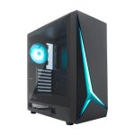 Vista de la CoolBox Gaming Caja ATX modelo GA450 Starlight Black con iluminación ARGB y puerto USB-C 3.2 Gen1. SKU: COO-CHA-GA450B-0