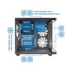 CoolBox GAMING Caja MATX modelo GM100 con puertos USB 3.2 Gen1 y tres ventiladores ARGB, SKU COO-CHA-GM100-0