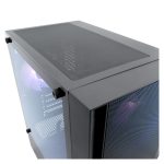 CoolBox GAMING CAJA MATX GM220 FUSION negra con panel de malla, conectividad USB-C 3.2 Gen1, sin fuente de alimentación incluida, y 4 ventiladores ARGB - SKU: COO-CHA-GM220B-0