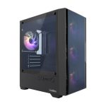 CoolBox GAMING CAJA MATX GM220 FUSION negra con panel de malla, conectividad USB-C 3.2 Gen1, sin fuente de alimentación incluida, y 4 ventiladores ARGB - SKU: COO-CHA-GM220B-0