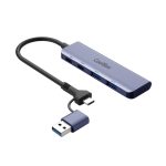 Adaptador CoolBox HUB4 Lite con 2 puertos USB-C y 2 USB-A 3.2 Gen1 en aluminio, SKU COO-HUB-C-CCAA