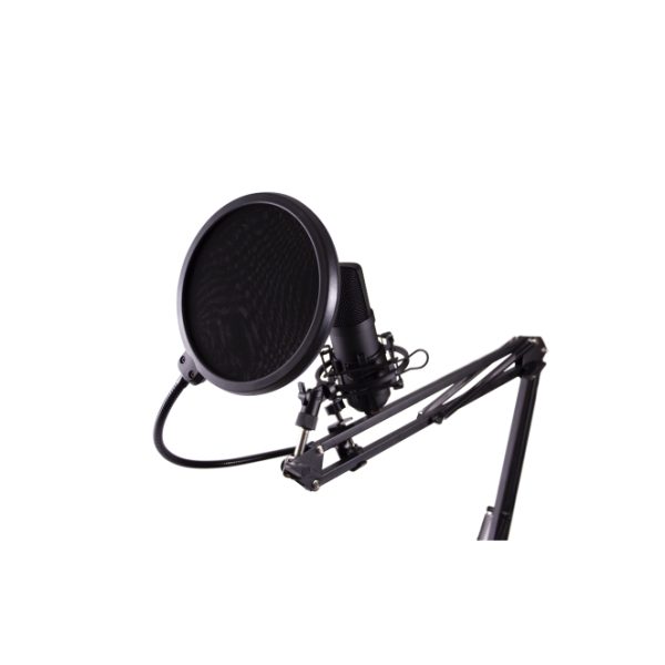 CoolBox micrófono de streaming con conexión USB incluye filtro antipolvo, brazo articulado y trípode, SKU COO-MIC-CPD03