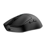 Imagen del ratón gaming CoolBox modelo W03 en color negro, inalámbrico y recargable, con conectividad RF, BT y USB-C, y una sensibilidad de 10,000 DPI. SKU COO-MOU-W03-B.