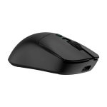 Imagen del ratón gaming CoolBox modelo W03 en color negro, inalámbrico y recargable, con conectividad RF, BT y USB-C, y una sensibilidad de 10,000 DPI. SKU COO-MOU-W03-B.