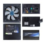 CoolBox Gaming fuente de alimentación ATX con 600W RGB y certificación 80+ Bronze, modelo que opera entre 110V y 240V. SKU: DG-PWS600-MRBZ