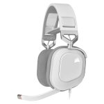 Imagen de los Corsair HS80 RGB USB Auriculares Alámbrico de Juego en color Blanco, SKU CA-9011238-EU, mostrados con su diseño ergonómico y micrófono incorporado.