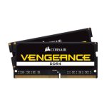 Vista frontal del módulo de memoria Corsair Vengeance 32 GB (2 x 16 GB) DDR4, SKU CMSX32GX4M2A3200C22, diseñado para alto rendimiento.