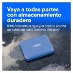 Crucial X10 1 TB USB Tipo C USB 3.2 Gen 2x2 Azul, SKU CT1000X10SSD9. Disco duro externo con alta velocidad de transferencia.