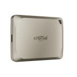 Imagen del Crucial X9 Pro disco duro externo de 4 TB con conexión USB Tipo C 3.2 Gen 2 en color beige, SKU CT4000X9PROMACSSD9B