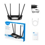 Imagen del router inalámbrico Cudy LT400, banda única de 2,4 GHz, con tecnología 4G color negro. SKU LT400