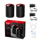 Cudy M3000 2-Pack Wi-Fi 6 router de doble banda (2,4 GHz / 5 GHz) en colores negro y rojo, SKU: M3000(2-Pack).