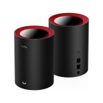 Cudy M3000 2-Pack Wi-Fi 6 router de doble banda (2,4 GHz / 5 GHz) en colores negro y rojo, SKU: M3000(2-Pack).