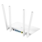 Cudy WR1200 router inalámbrico de doble banda (2,4 GHz y 5 GHz) en color blanco, ideal para conexiones Ethernet rápidas. SKU: WR1200