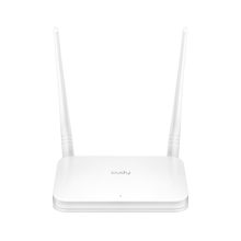 Vista del Cudy WR300 router inalámbrico Ethernet rápido, banda única de 2,4 GHz, en color blanco, SKU: WR300