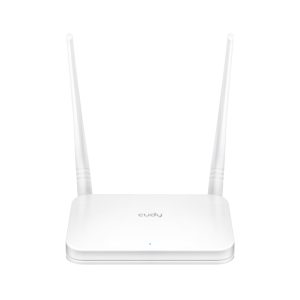 Vista del Cudy WR300 router inalámbrico Ethernet rápido, banda única de 2,4 GHz, en color blanco, SKU: WR300