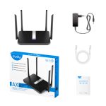 Vista del router Cudy X6 inalámbrico con Gigabit Ethernet, doble banda 2,4 GHz y 5 GHz, color negro. SKU: X6