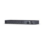 Imagen de la unidad de distribución de energía CyberPower PDU81005 con 8 salidas AC, diseño en 1U y color negro.