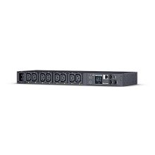 Imagen de la unidad de distribución de energía CyberPower PDU81005 con 8 salidas AC, diseño en 1U y color negro.